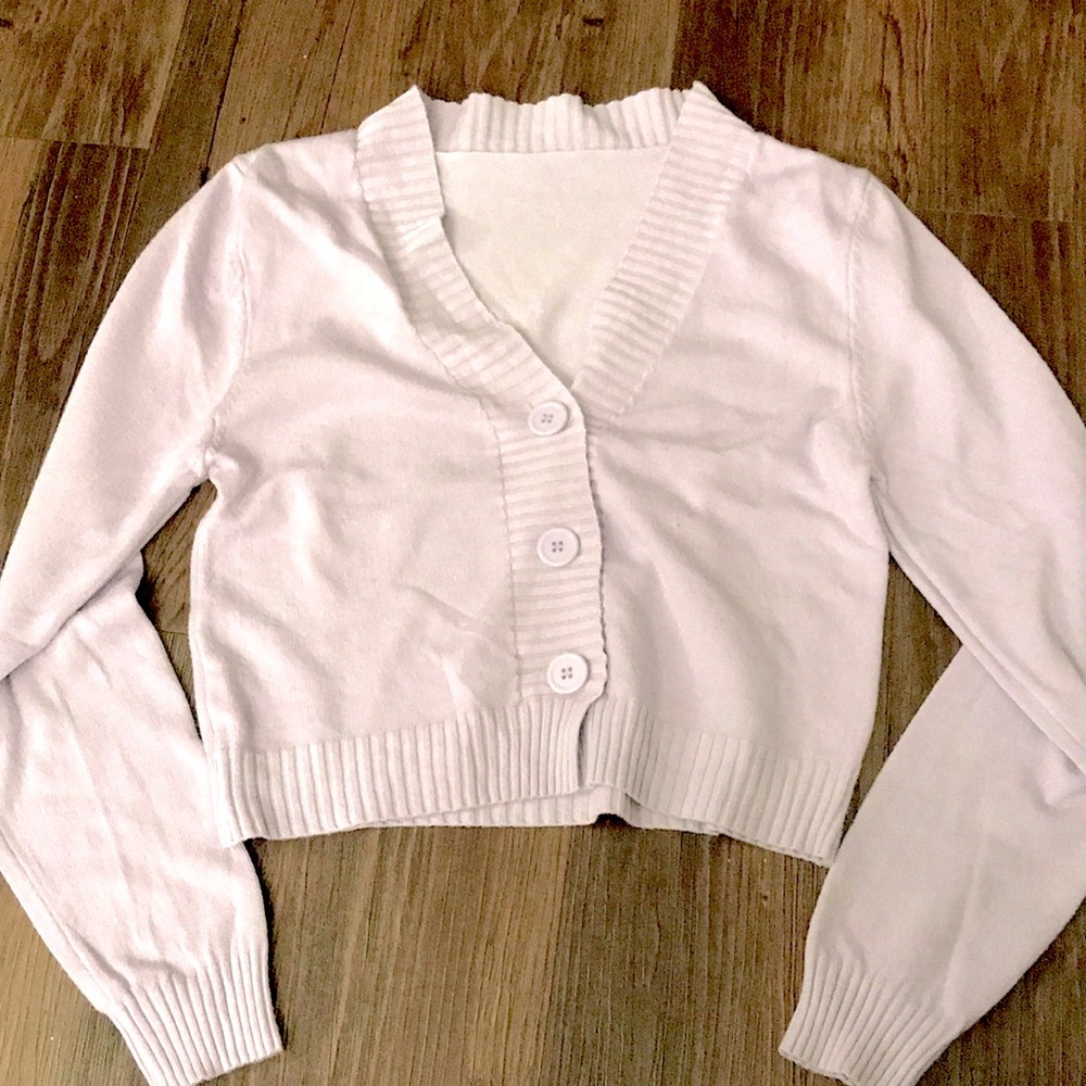 lavender soft cropped cardigan